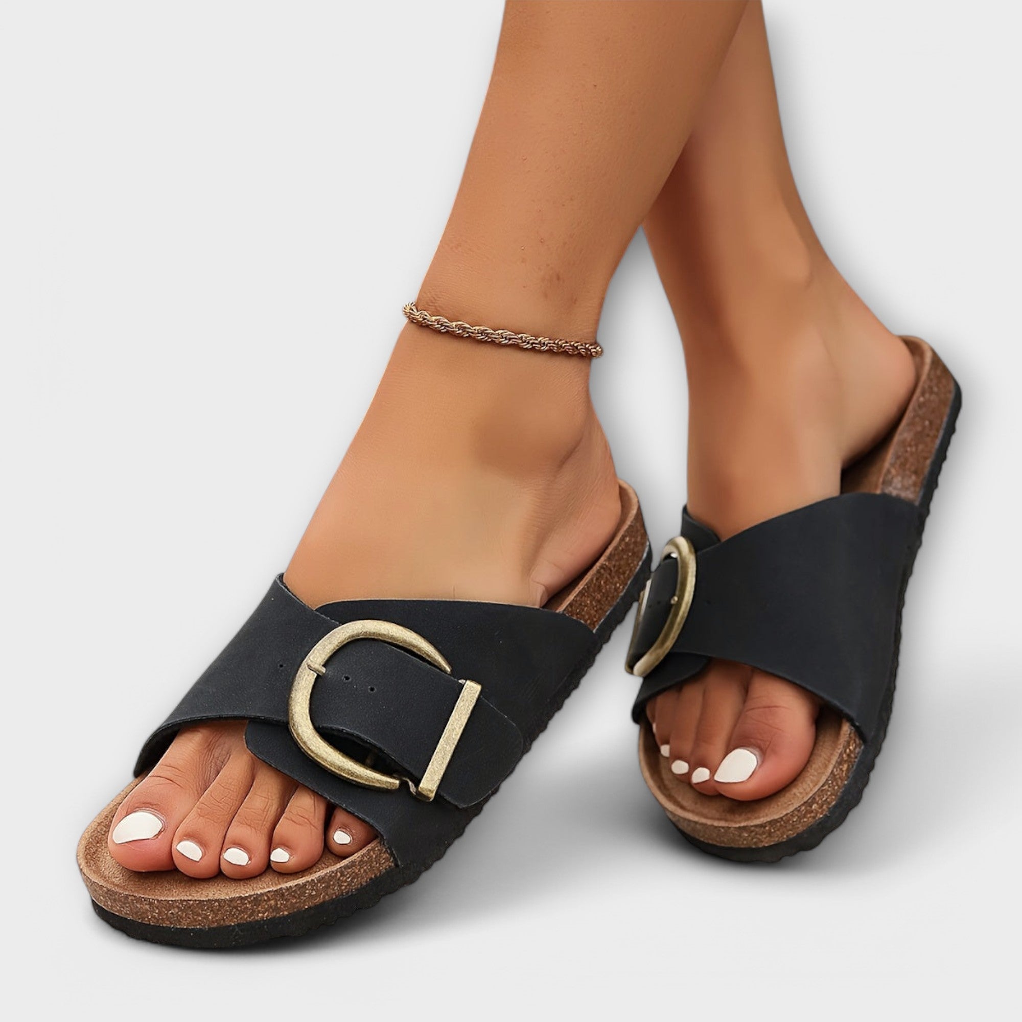 Margie | Women's Cork Sandals with Buckle Strap Design