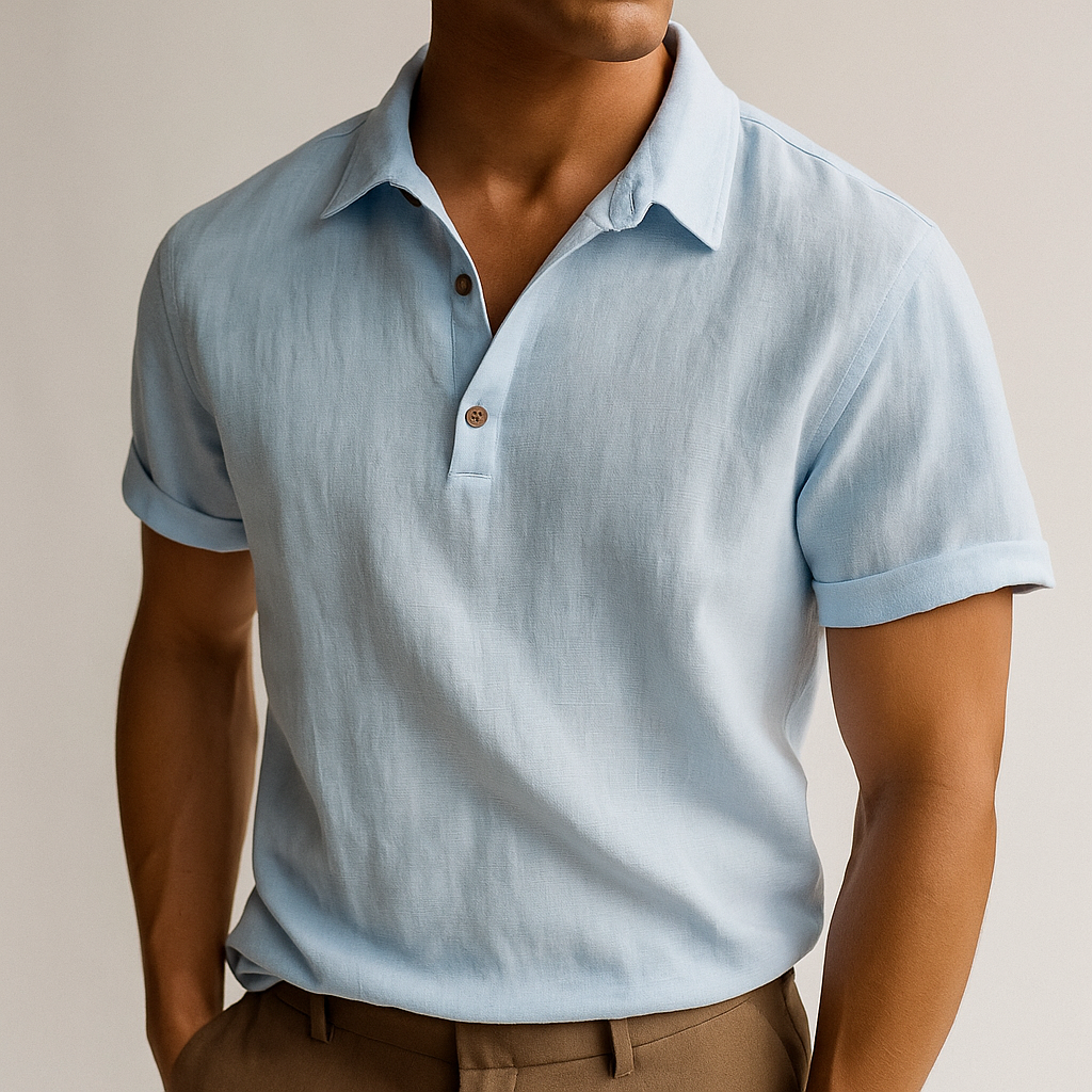 Lucenzo - Summerweight Linen Polo Shirt