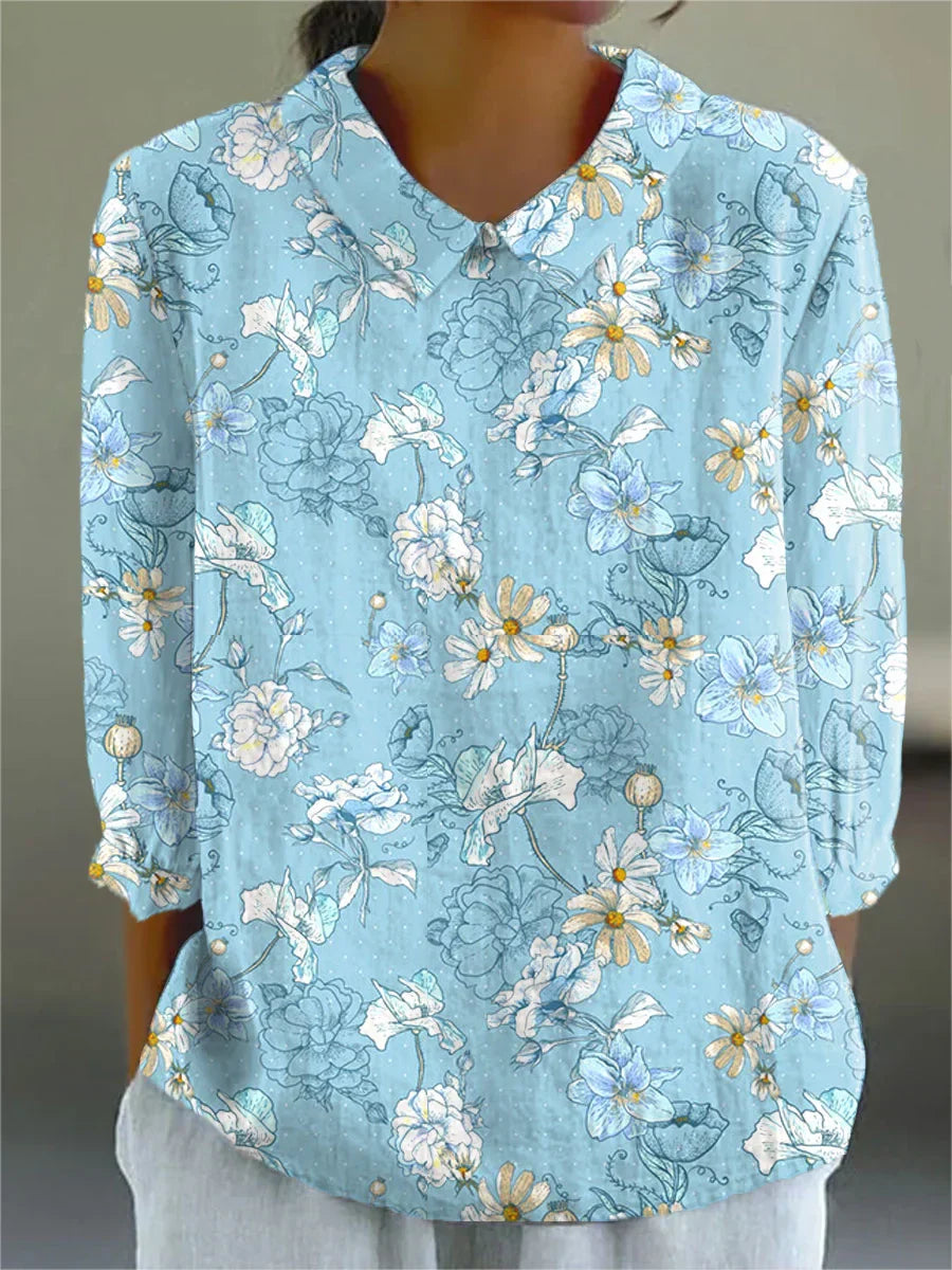 Anaïs – sky floral blouse