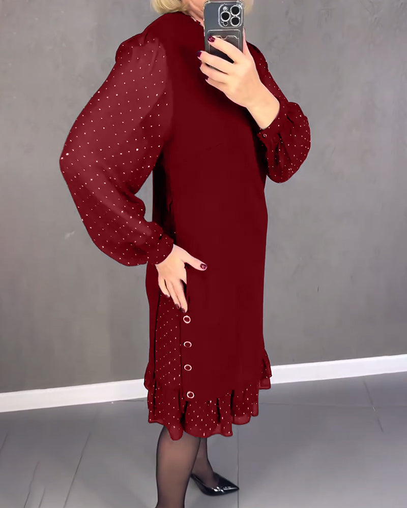 ELIANA | Chic Dress with Sheer Sleeves and Flattering Silhouette for Fall Events