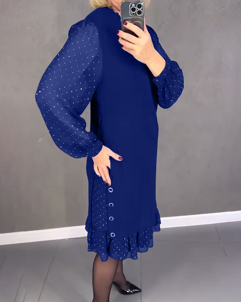 ELIANA | Chic Dress with Sheer Sleeves and Flattering Silhouette for Fall Events