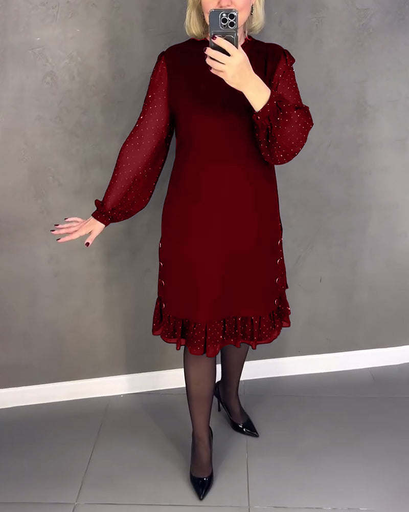 ELIANA | Chic Dress with Sheer Sleeves and Flattering Silhouette for Fall Events