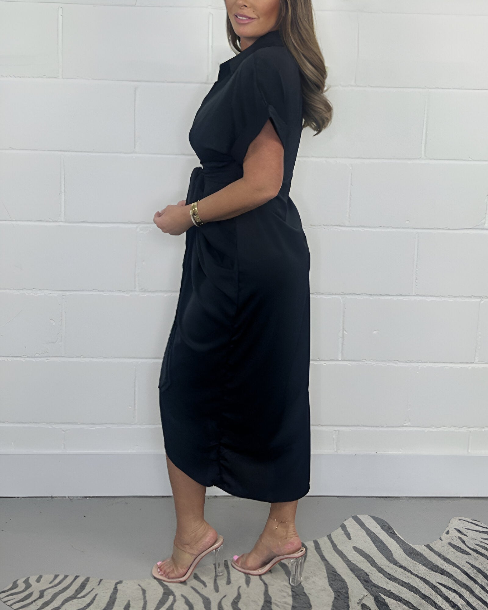 CARLA | Flared Shirt Dress with Knot for Everyday Elegance