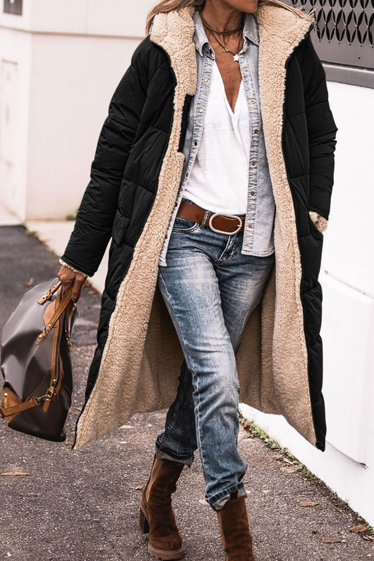 Johna – Luxury Reversible Sherpa Coat