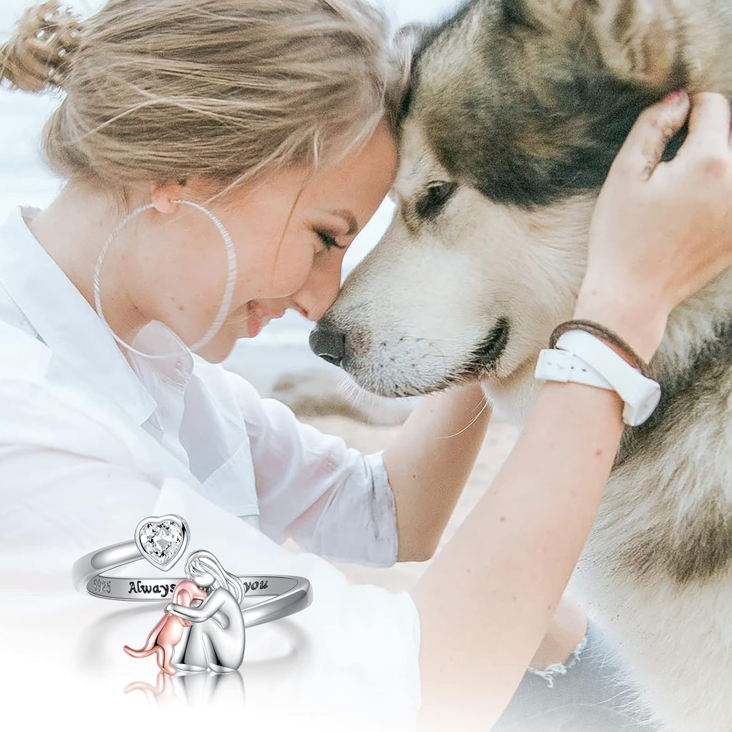 Elisa - Ring with Dog Icon (Pink)