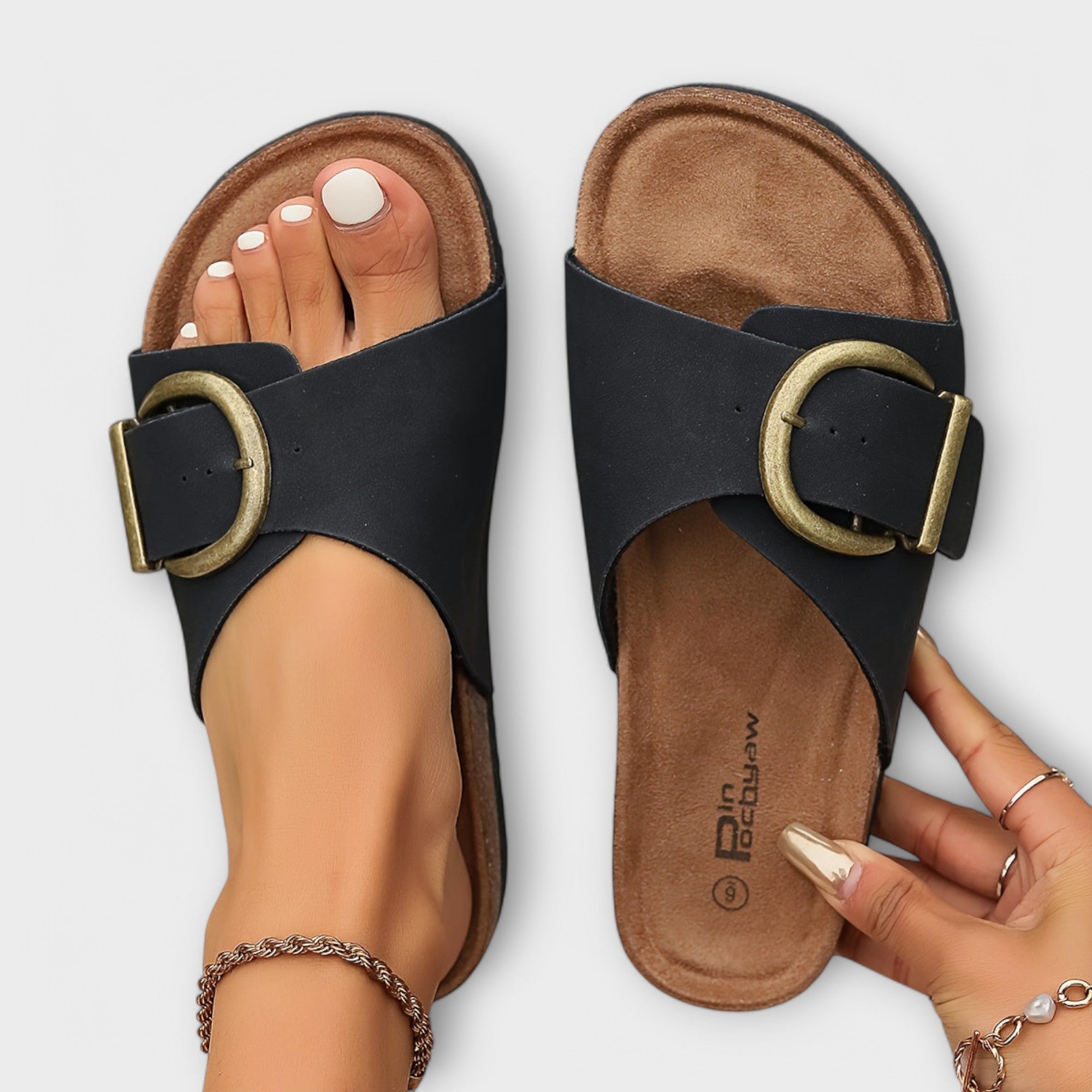 Margie | Women's Cork Sandals with Buckle Strap Design