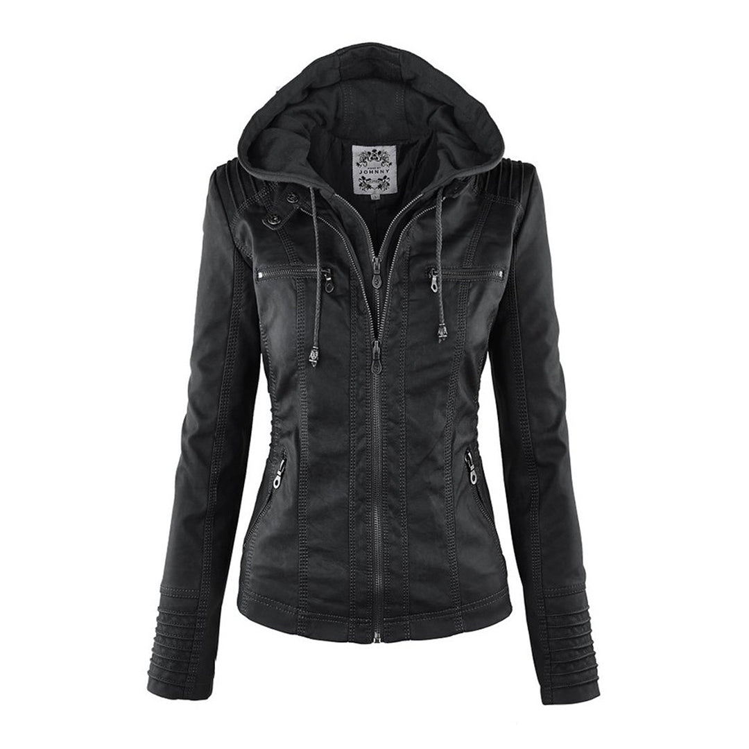 Mia | Leather Jacket with Hood