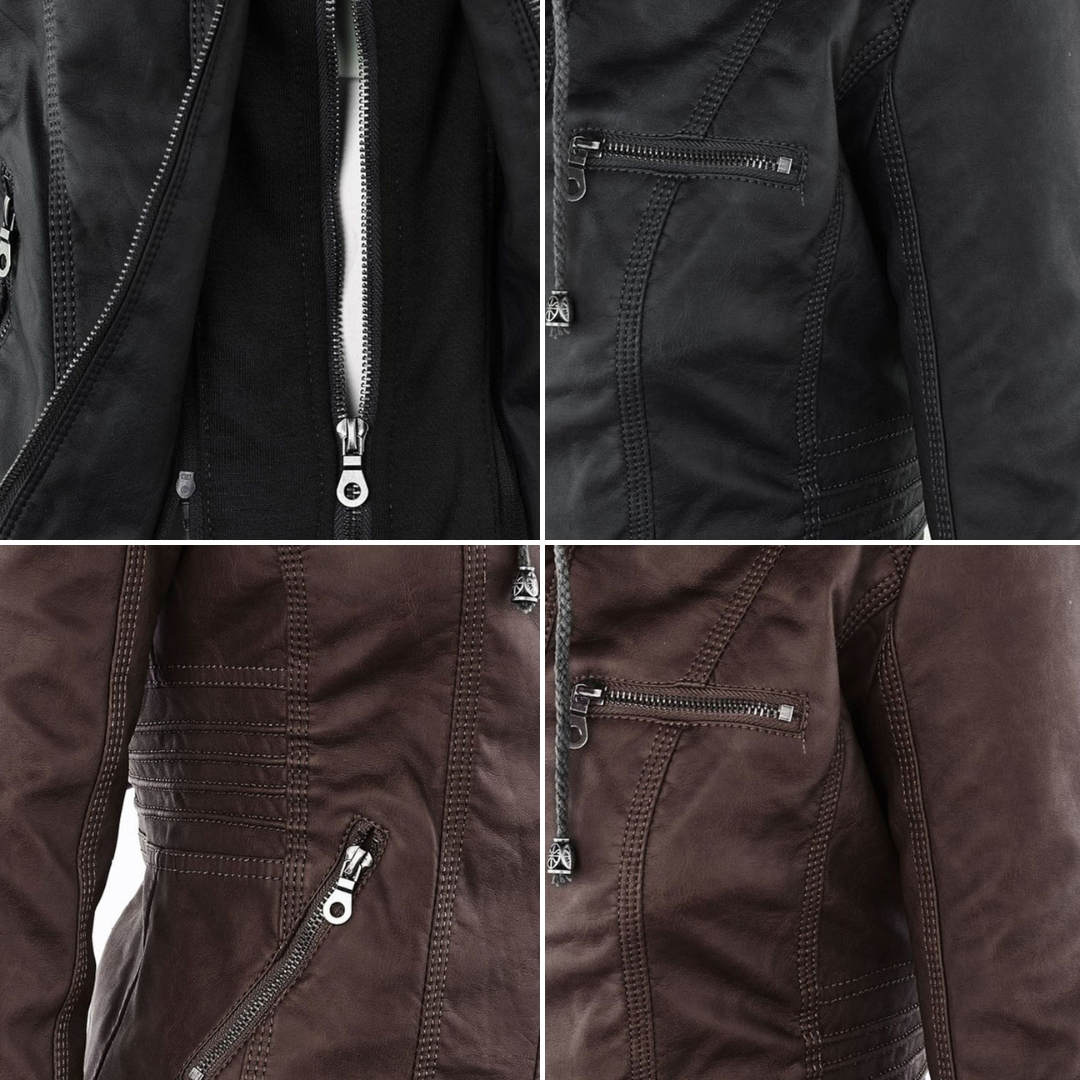 Mia | Leather Jacket with Hood