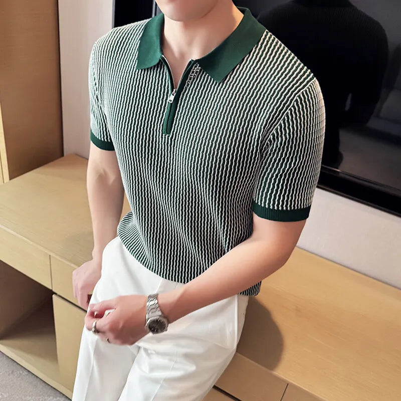 Emeline - Classic Zip Polo Shirt
