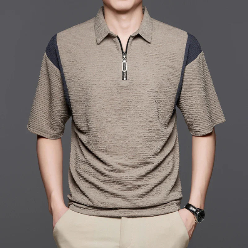 Harper - Quarter Zip Spliced Polo Shirt
