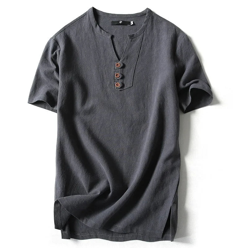 Copenhaver - Cotton-Linen Henley Tee