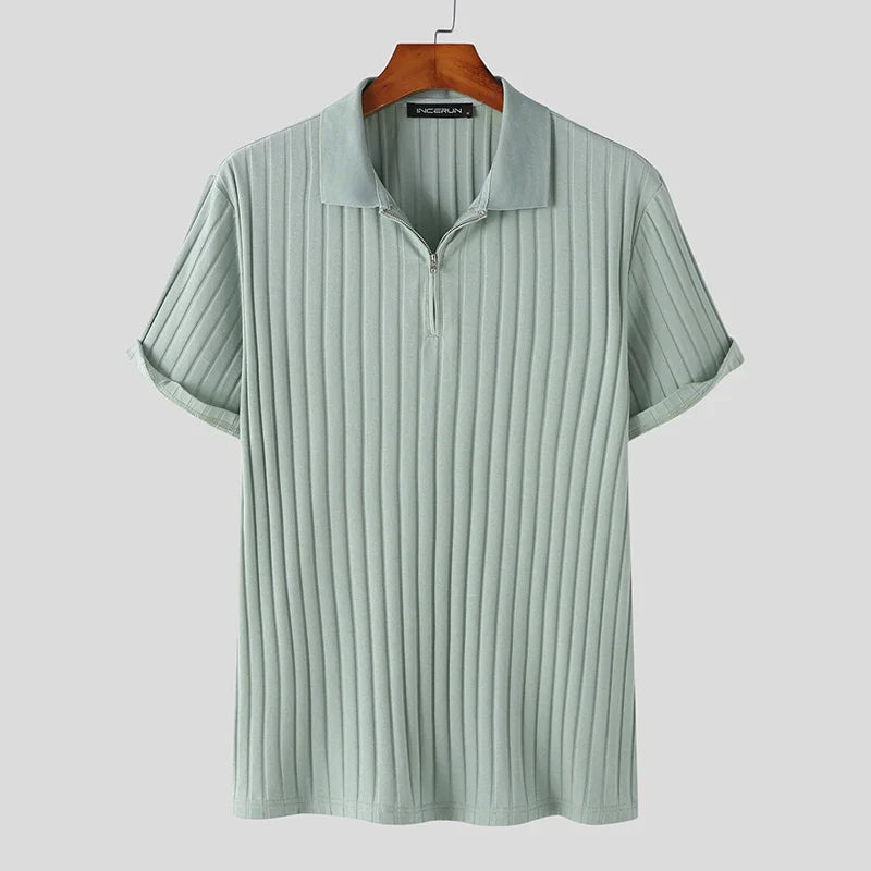 Rope Knit Quarter-Zip Short Sleeve Polo