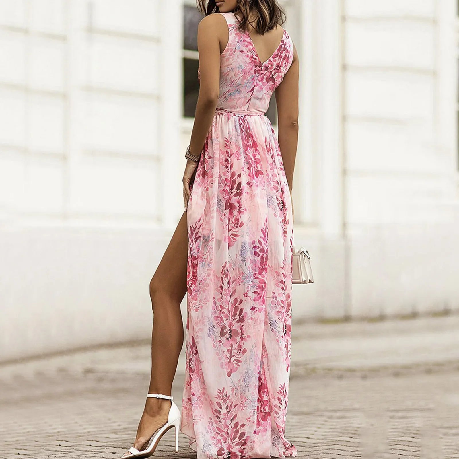 Blanca | Stylish Floral High-Slit Maxi Dress