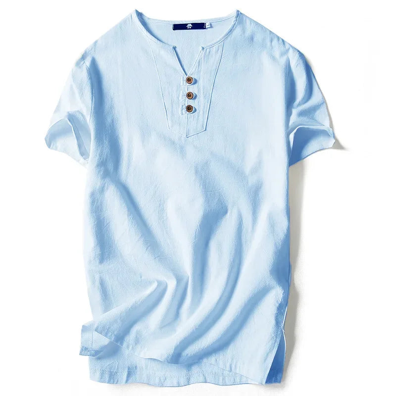 Copenhaver - Cotton-Linen Henley Tee