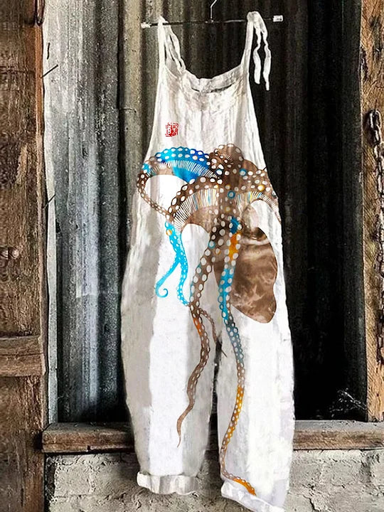 Solea | Lightweight artisanal jumpsuit in ocean octopus style