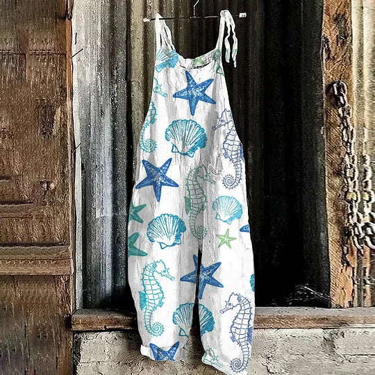 Solea | Lightweight artisanal jumpsuit in ocean shell style