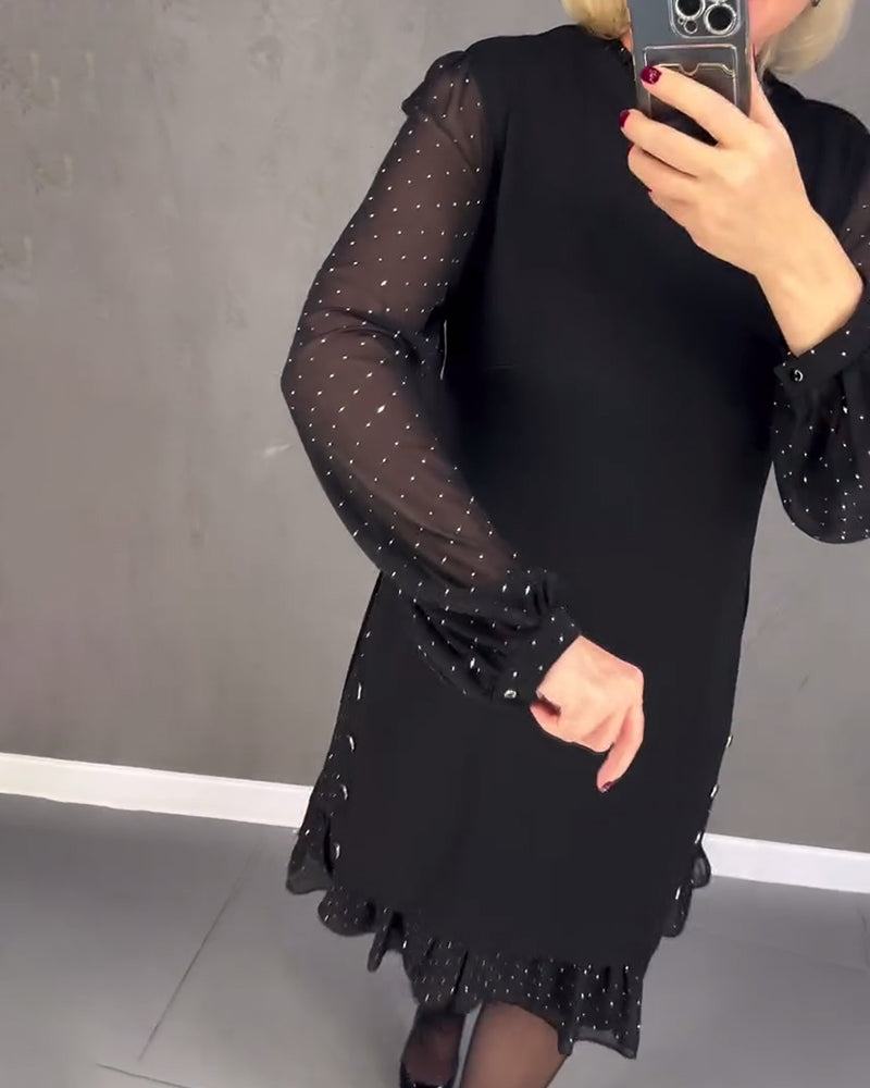 ELIANA | Chic Dress with Sheer Sleeves and Flattering Silhouette for Fall Events