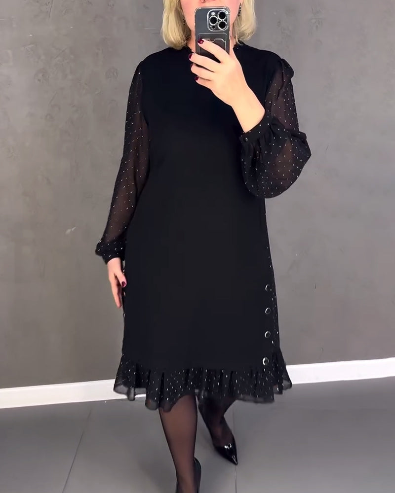ELIANA | Chic Dress with Sheer Sleeves and Flattering Silhouette for Fall Events