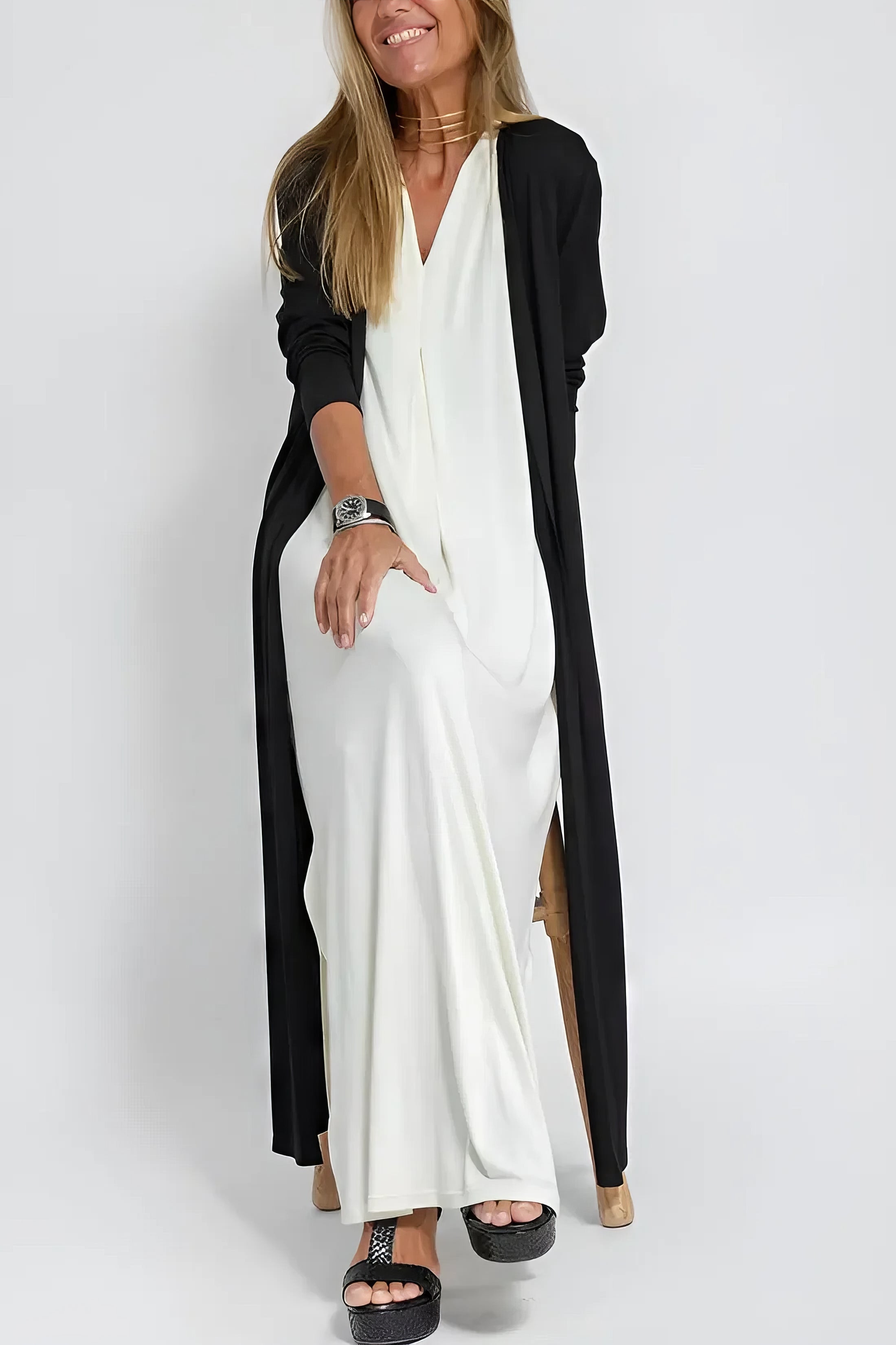 ELISE | Elegant Long Dress with Included Cardigan