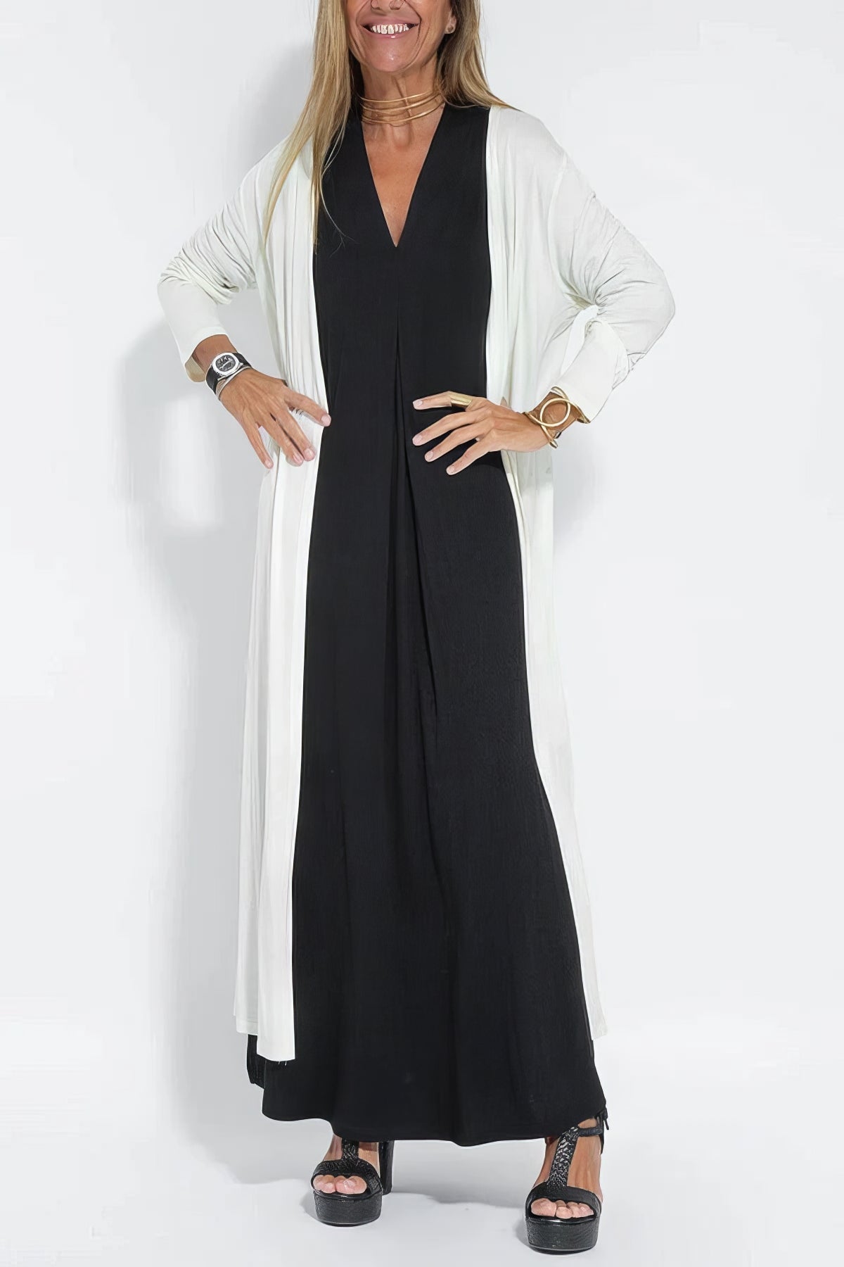 ELISE | Elegant Long Dress with Included Cardigan
