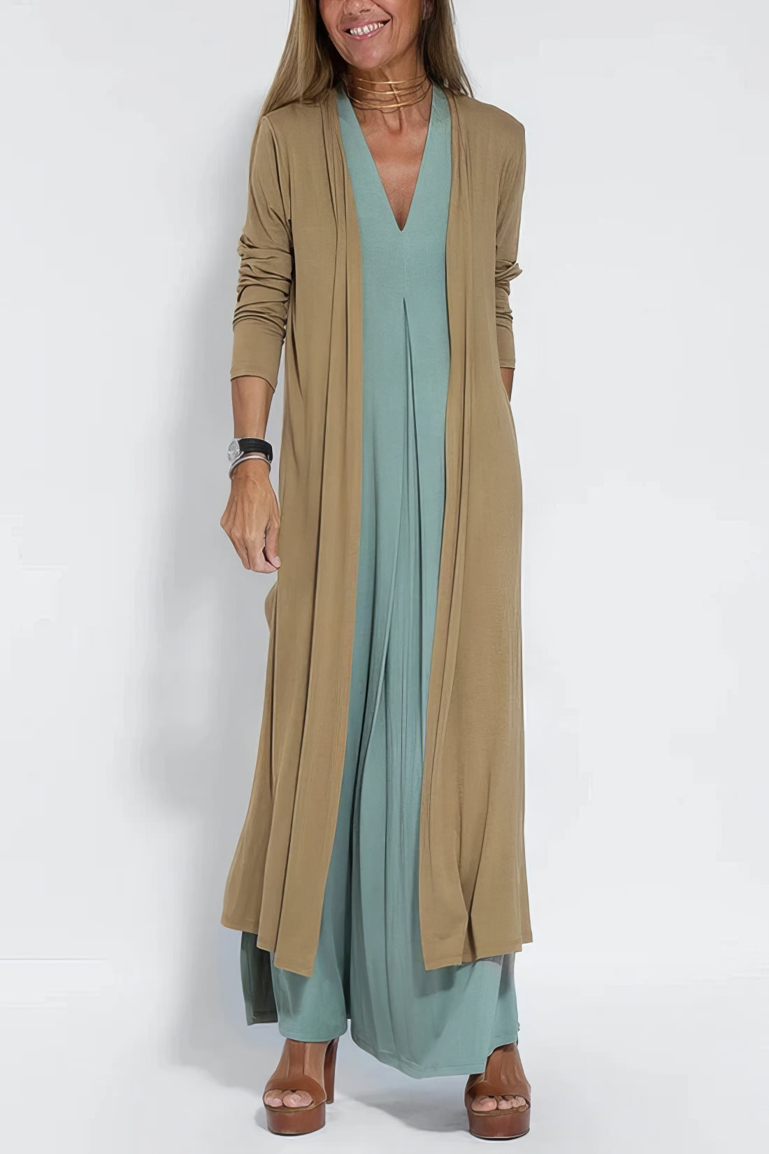 ELISE | Elegant Long Dress with Included Cardigan