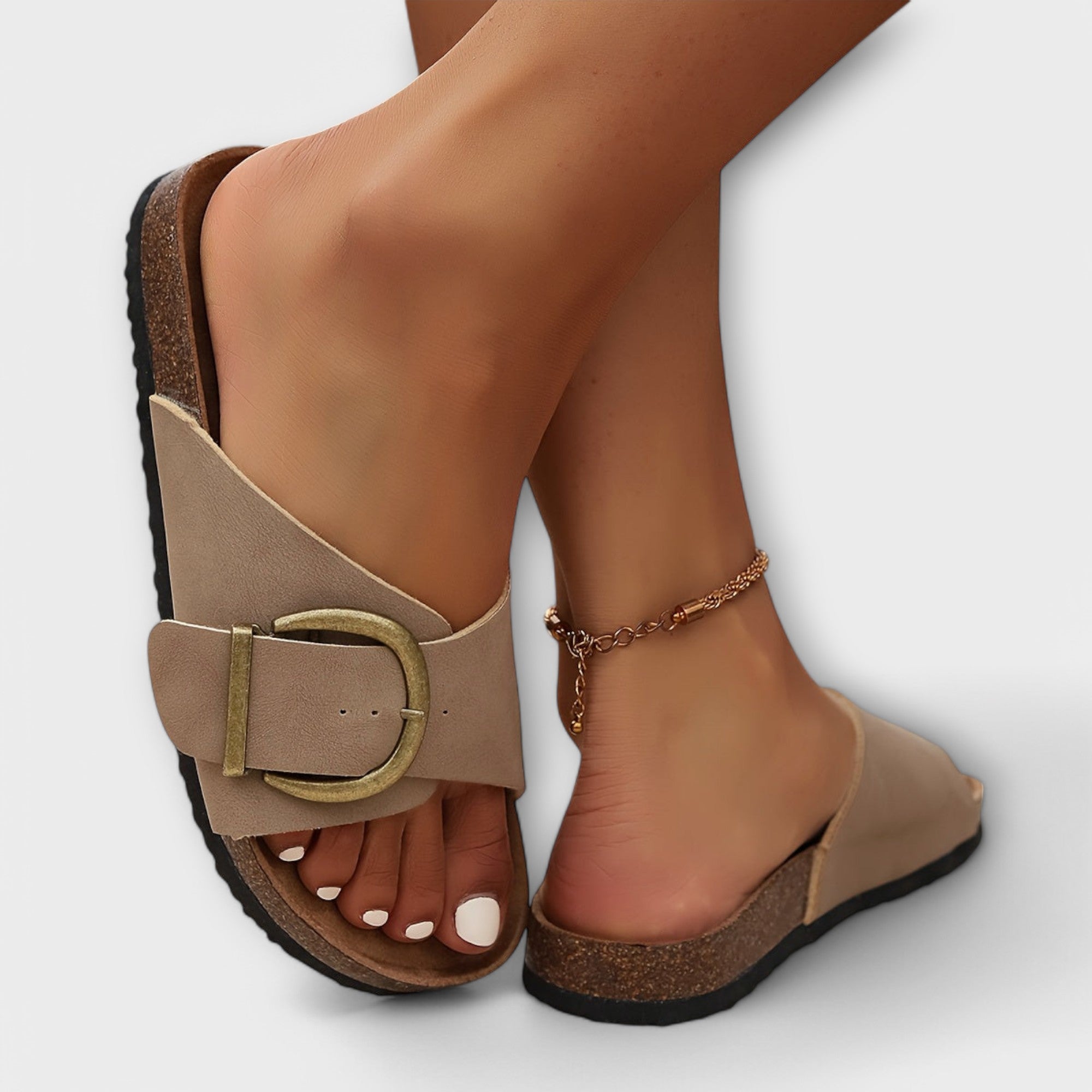 Margie | Women's Cork Sandals with Buckle Strap Design