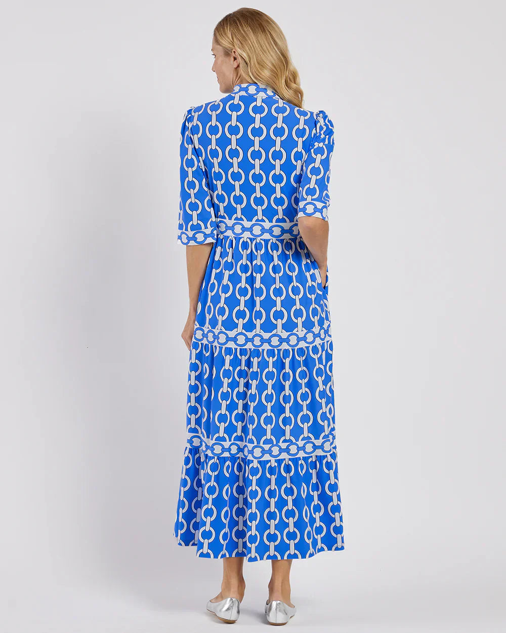VIOLETTA | Elegant Long Dress with Graphic Pattern and Mediterranean Style