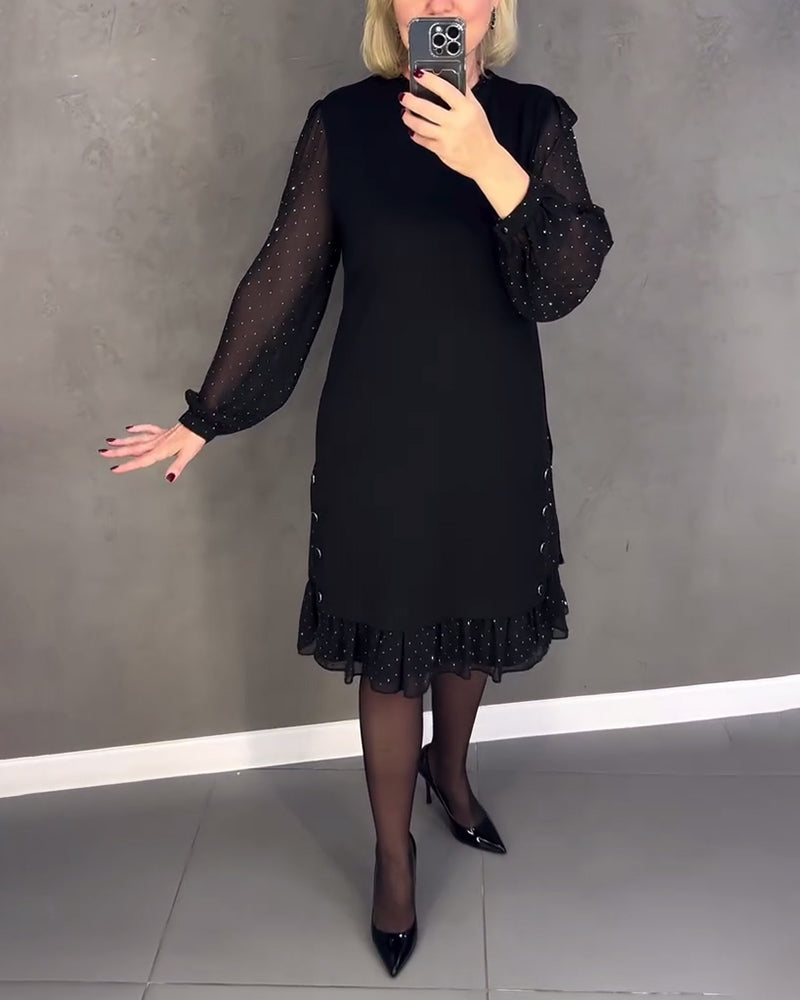 ELIANA | Chic Dress with Sheer Sleeves and Flattering Silhouette for Fall Events
