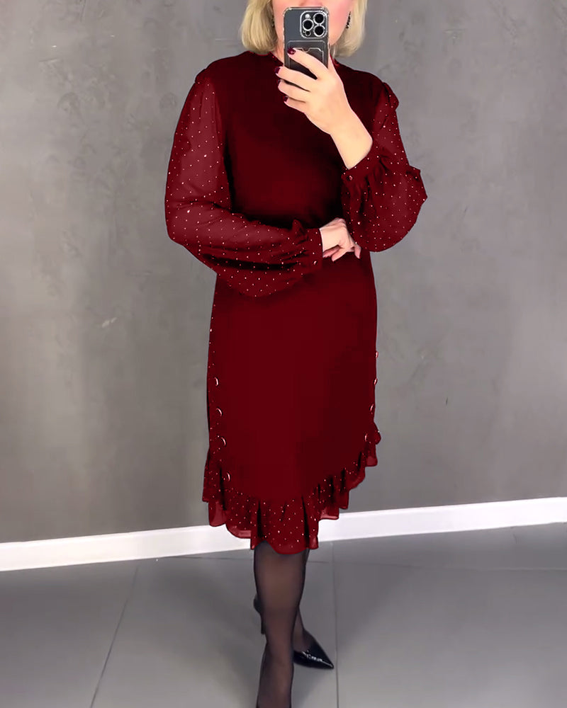 ELIANA | Chic Dress with Sheer Sleeves and Flattering Silhouette for Fall Events