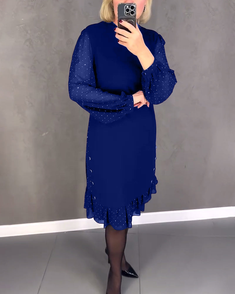 ELIANA | Chic Dress with Sheer Sleeves and Flattering Silhouette for Fall Events