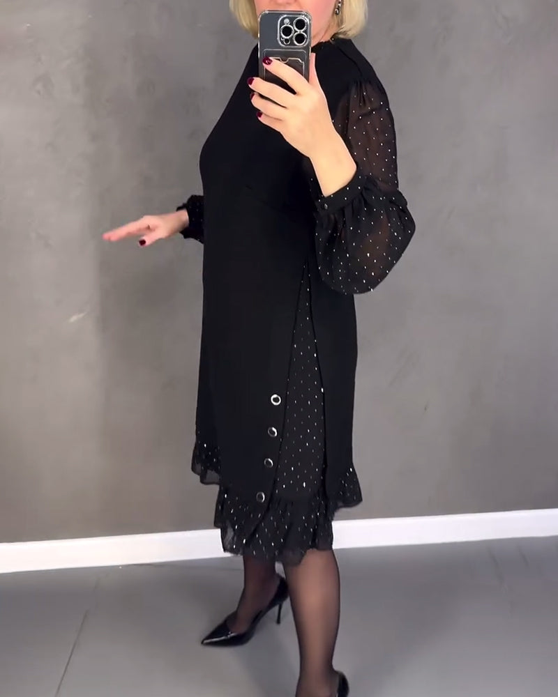 ELIANA | Chic Dress with Sheer Sleeves and Flattering Silhouette for Fall Events