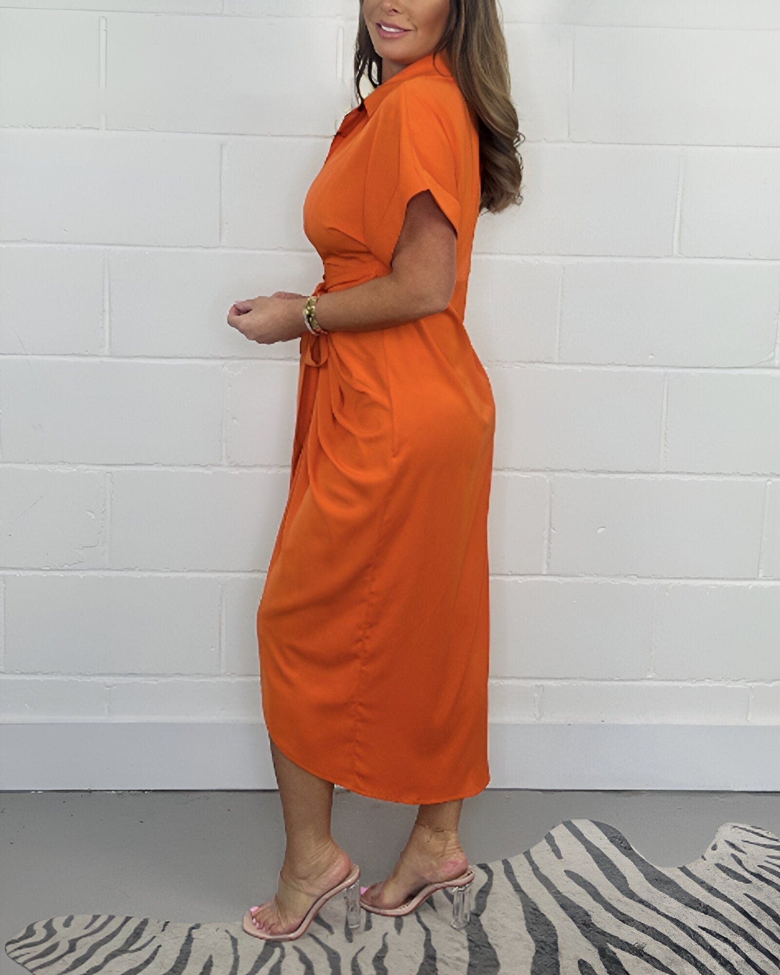 CARLA | Flared Shirt Dress with Knot for Everyday Elegance