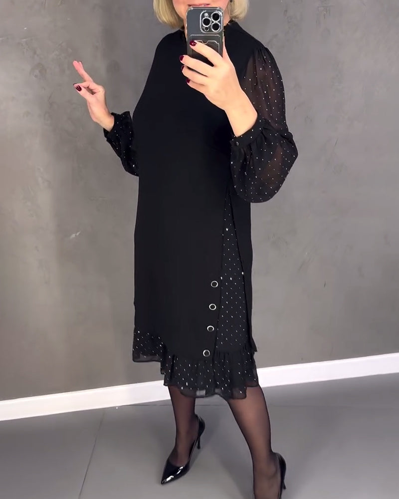 ELIANA | Chic Dress with Sheer Sleeves and Flattering Silhouette for Fall Events