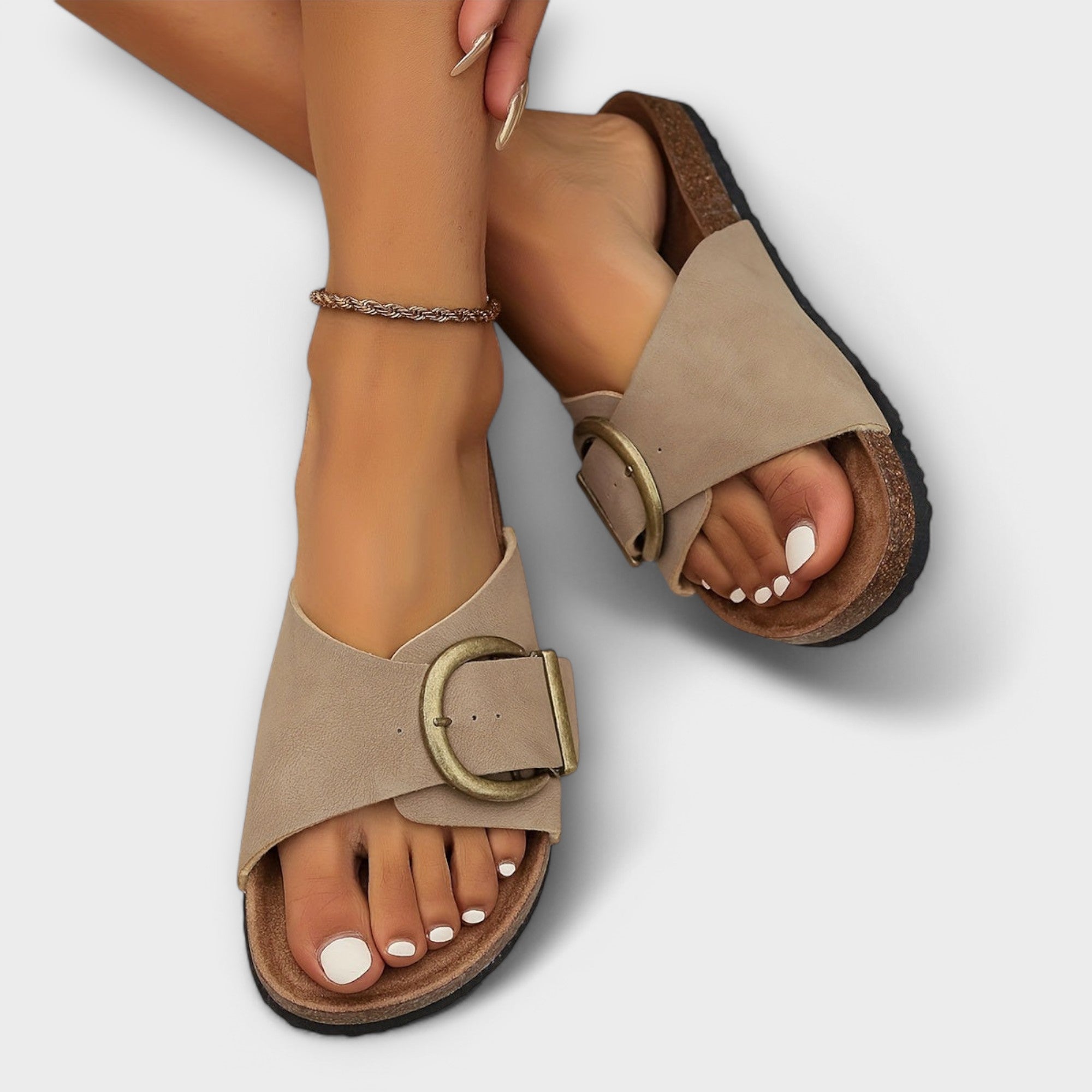 Margie | Women's Cork Sandals with Buckle Strap Design
