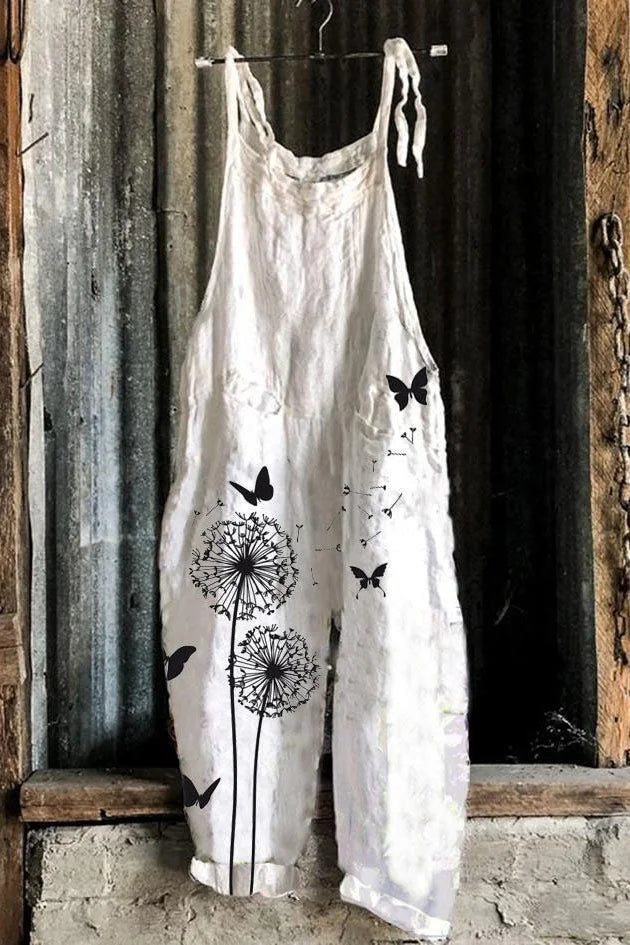 Solea | Lightweight artisanal jumpsuit in dandelion butterfly style