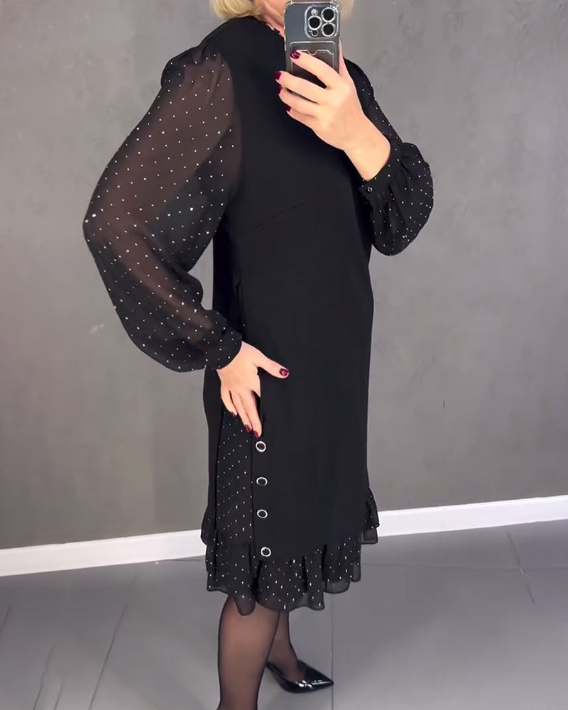 ELIANA | Chic Dress with Sheer Sleeves and Flattering Silhouette for Fall Events