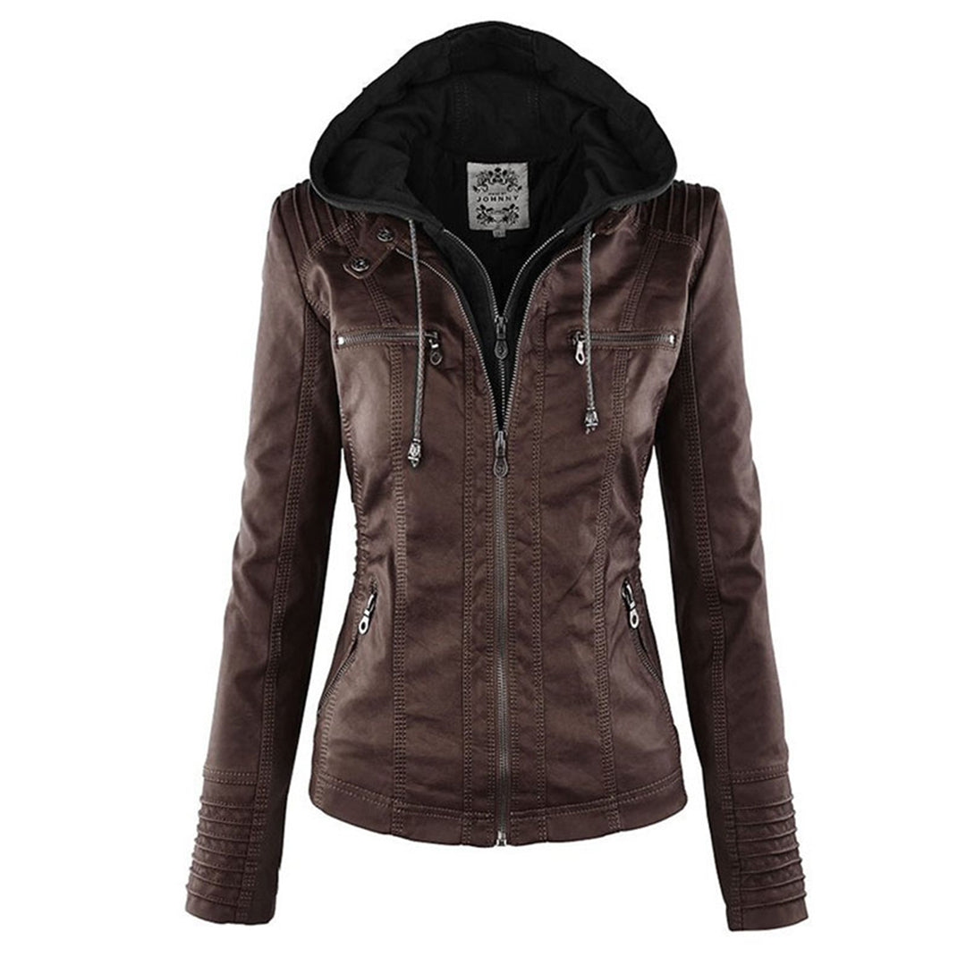 Mia | Leather Jacket with Hood
