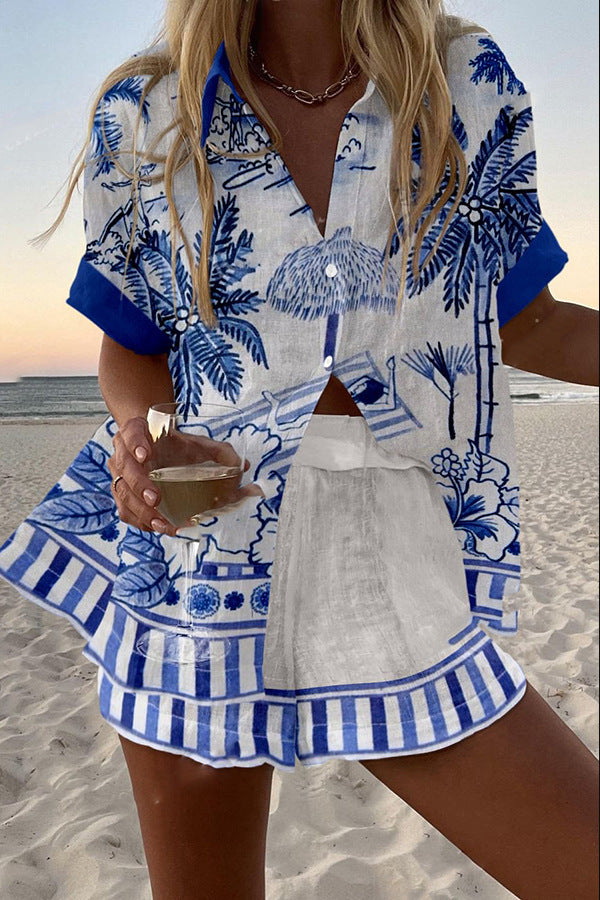 Giada™ | Short Linen Set Palms