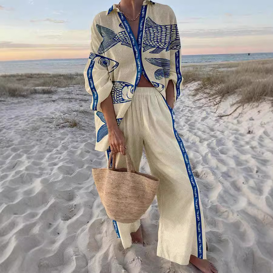Vittoria™ | Complete Blue Fish Linen Outfit