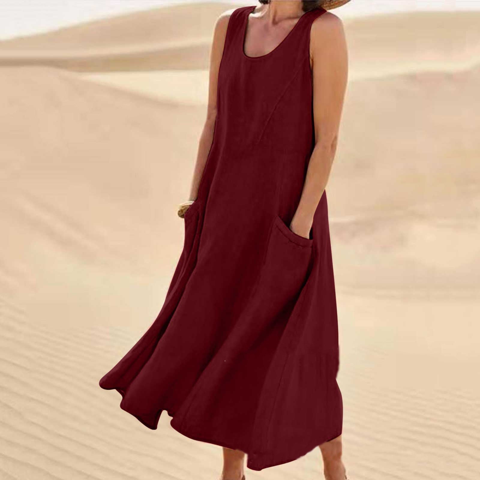 Nadzla™ Cotton & Linen Pocket Dress