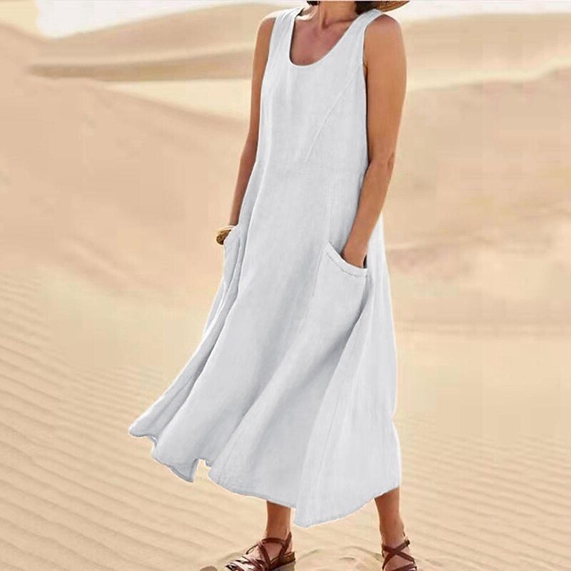 Nadzla™ Cotton & Linen Pocket Dress