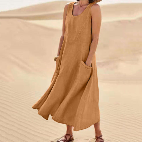 Nadzla™ Cotton & Linen Pocket Dress