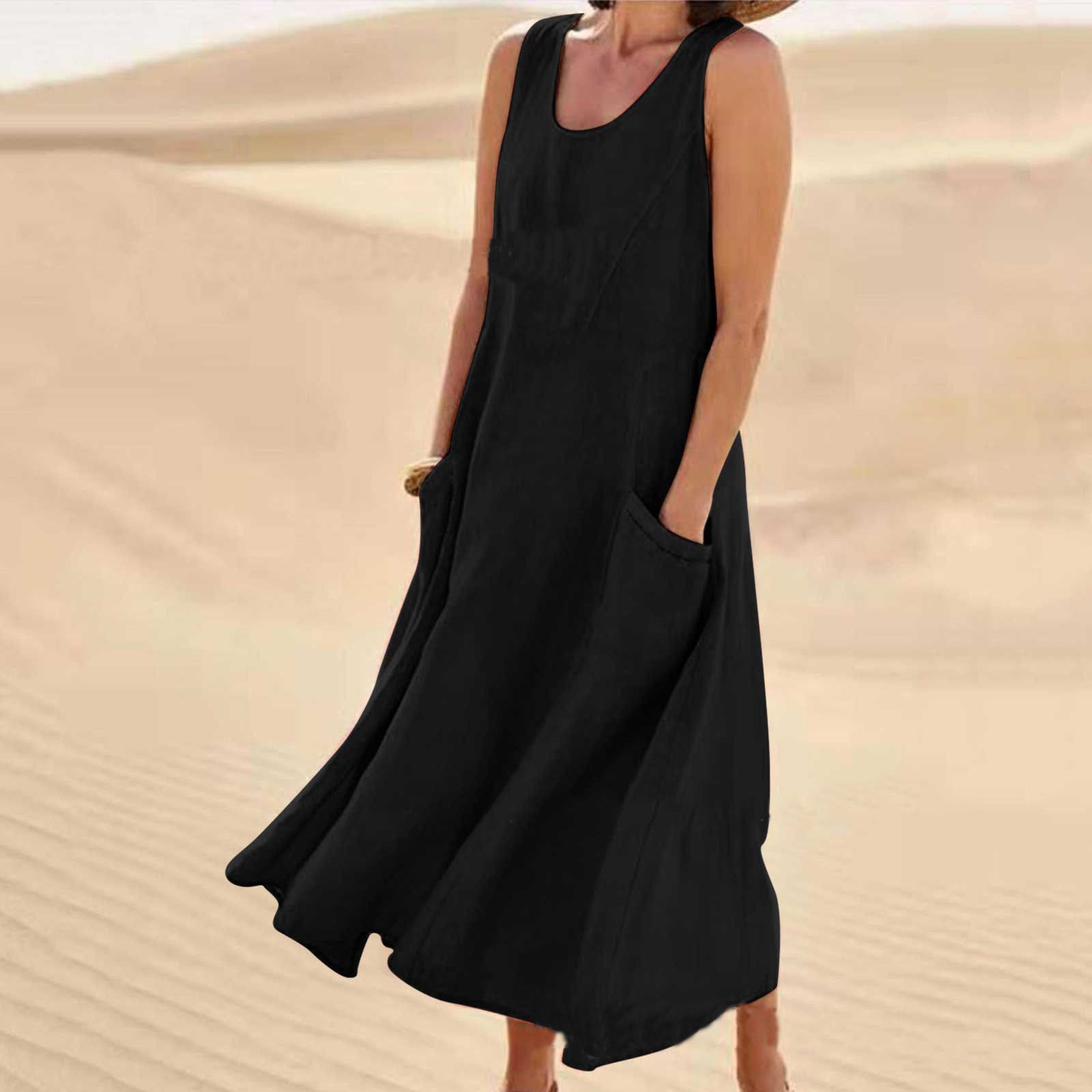 Nadzla™ Cotton & Linen Pocket Dress