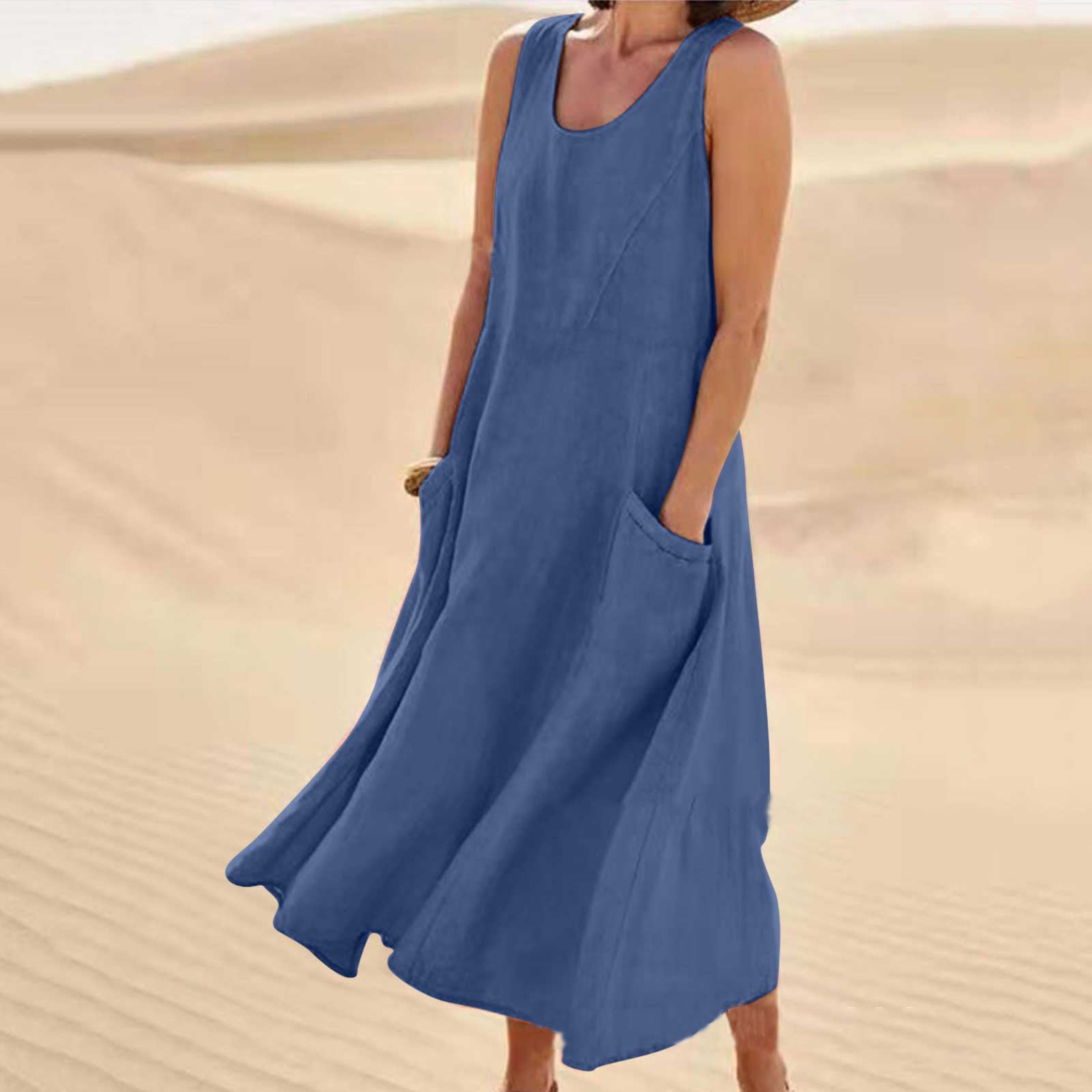 Nadzla™ Cotton & Linen Pocket Dress