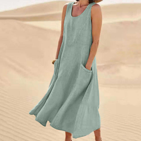 Nadzla™ Cotton & Linen Pocket Dress
