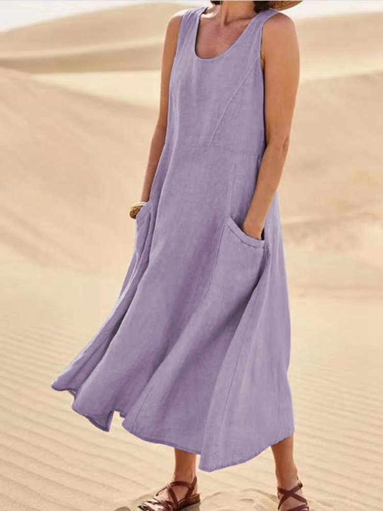 Nadzla™ Cotton & Linen Pocket Dress