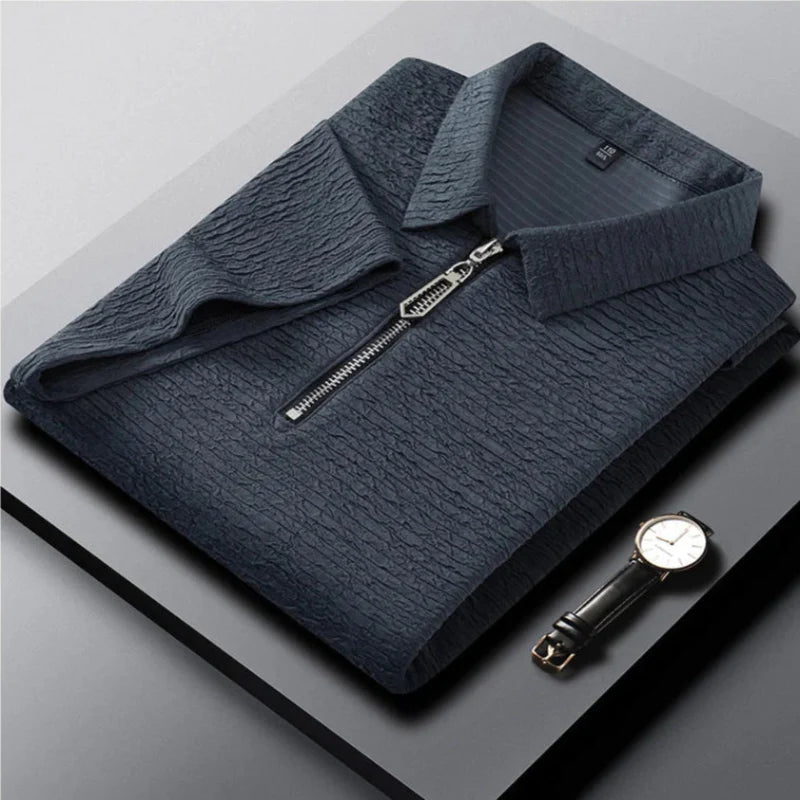 Harper - Quarter Zip Spliced Polo Shirt