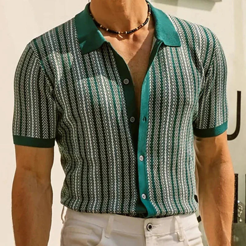 Signature Knit Print Button-Down Shirt
