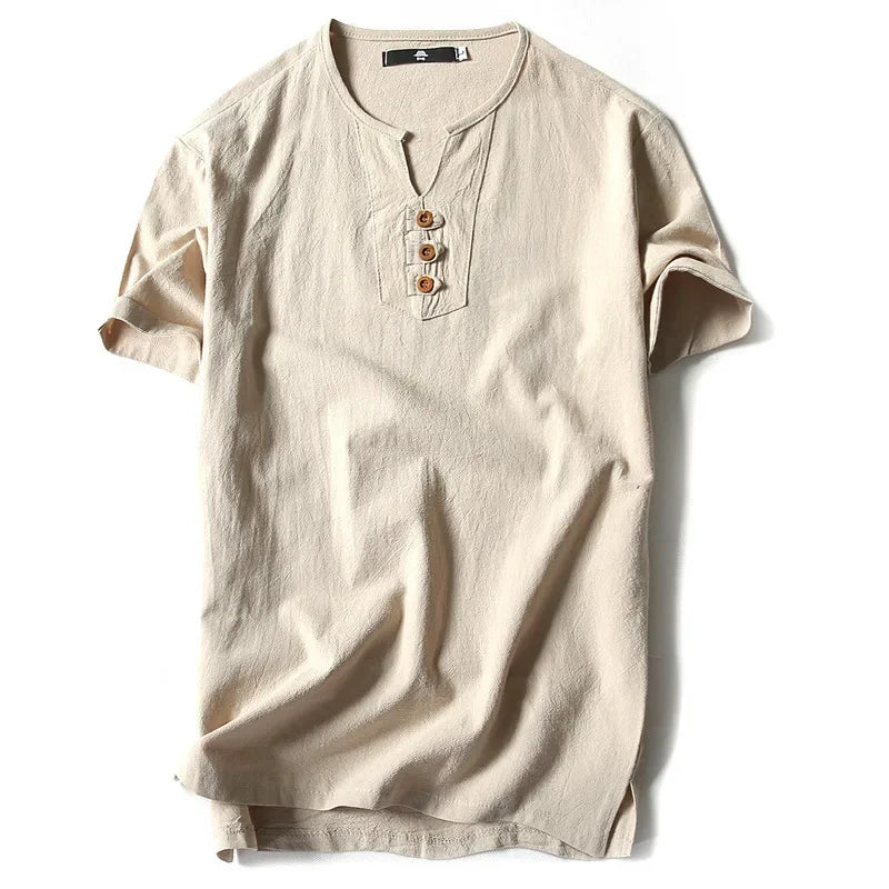 Copenhaver - Cotton-Linen Henley Tee