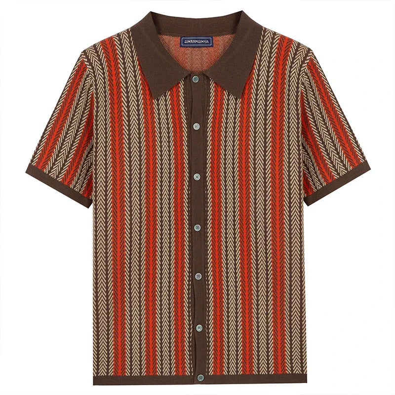 Signature Knit Print Button-Down Shirt